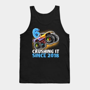 Monster Truck 6 Year Old Boys 6th Birthday Party Born 2018 Tank Top